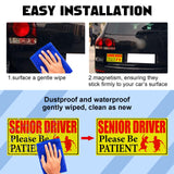 x xotic tech Elderly Driver Car Magnet Reflective Senior Driver Magnet Signs for Car Old People Gag Gifts Yellow Sign Magnetic Bumper Sticker for Grandma Grandpa