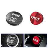 Set Red Carbon Engine Start + Cigarette Lighter Eject Button Trim For Mercedes