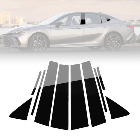 For Toyota Camry 2025+ 10pcs Black Pillar Post Door Window Trim Piano Cover Kit