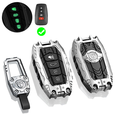 x xotic tech Mech Style Heavy Metal Key Fob Cover Compatible with Toyota Venza Sienna Tundra Prius RAV4 Land Cruiser Corolla Highlander Camry, Zinc Alloy Key Case Protector Shell Keychain(B-Style)