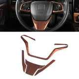 Set Peach Wood Grain Steering Wheel Molding Cover Decor For Honda CR-V 17-2022