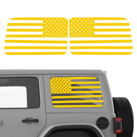 x xotic tech American Flag Rear Side Window Decal Sticker, Pre-cut Vinyl Back Window Glass USA Flag Sticker Exterior Accessories Compatible with Jeep Wrangler 2018-up 4 Door (2Pcs)