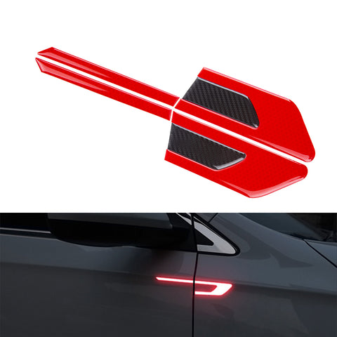 Blue Reflective Carbon Fiber Car Side Door Warning Protector Guard Decals 11.6"