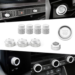 Silver Engine Start Button AC Knob Navigation Combo Cover For Honda Civic 2022+