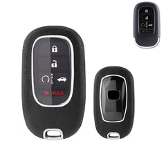 Black TPU w/Leather Texture Full Protect Remote Key Fob For Honda Accord 2022+