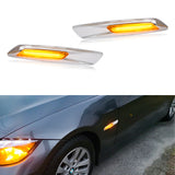 2x LED Sequential Side Marker Lights For BMW E46 E60 E61 E81 E82 E88 E90 E91 E92