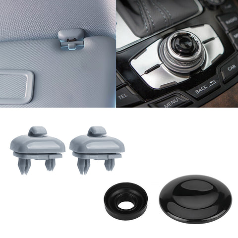 Sun Visor Hook Clip + Navigation Button Joystick Cover For Audi A4 S4 A5 Q5 S6