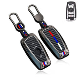 x xotic tech Key Fob Cover Case Compatible with BMW 1 3 4 5 6 7 Series X3 X5 X6 X7 M5 M6 GT3 GT5 Zinc Alloy Heavy Duty Shell Protector Holder Keychain with Carbon Fiber Pattern