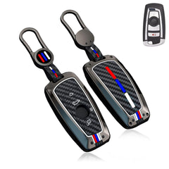 x xotic tech Key Fob Cover Case Compatible with BMW 1 3 4 5 6 7 Series X3 X5 X6 X7 M5 M6 GT3 GT5 Zinc Alloy Heavy Duty Shell Protector Holder Keychain with Carbon Fiber Pattern