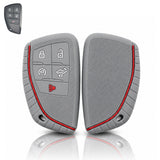 x xotic tech Silicone Smart Key Fob Cover Case Protector Gray w/Red Trim Fits Chevrolet Silverado 1500 2500HD 3500HD, Tahoe, Suburban & GMC Sierra, Yukon 5-Button Keyless Entry Remote Key Holder
