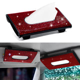 Bling Rhinestone Car Sun Visor Tissue Box Paper Towel Holder Clip Universal Fit