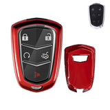 Red Soft TPU Remote Control Smart Key Fob Cover Compatible with Cadillac ATS 2013-2019, CT6 2016-2020, XT5 2017-2021, XT4 2018-2021, Escalade 2019-2021,CTS 2014-2021, SRX XTS 2015-2021