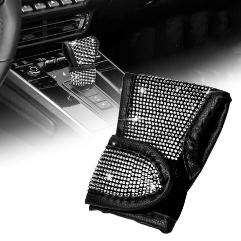 Bling Rhinestone Leather Auto Gear Shift Knob Protective Cover Universal Fit