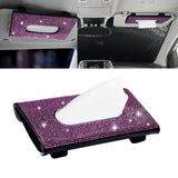 Bling Rhinestone Car Sun Visor Tissue Box Paper Towel Holder Clip Universal Fit