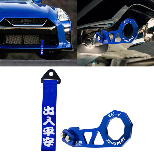 Xotic Tech JDM Red Racing Tow Strap – Chinese Slogan, Universal Trailer Rope