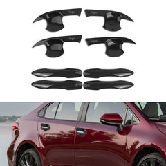 Glossy Black W/Smart Key Hole Door Handle + Bowl Trim For Toyota Corolla 2020-24