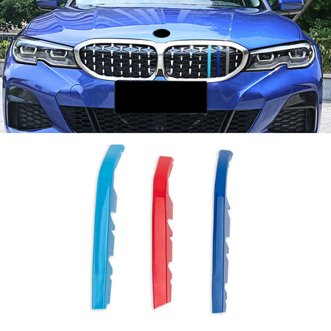 Tri-Colored Front Kidney Grille Strips Clip Cover For BMW 3 Series G20 2019-2022