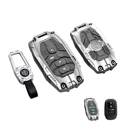 x xotic tech Mech Style Heavy Metal Key Fob Cover Compatible with Honda Civic, Accord, CR-V, HR-V, Pilot 2022–2026, Zinc Alloy Key Case Protector Shell Keychain