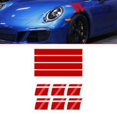 Universal Fit Front Hood Fender + Wheel Rim Slash Stripes Tape Decals Set