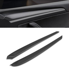 2x Matte Black Carbon Fiber Style Door Panel Cover For Tesla Model 3 2021-2023 & Model Y 2020-up