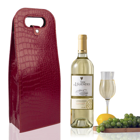2-Bottle Leather Wine Tote Bag Protector Champagne Gift Bag with Handle For Gift