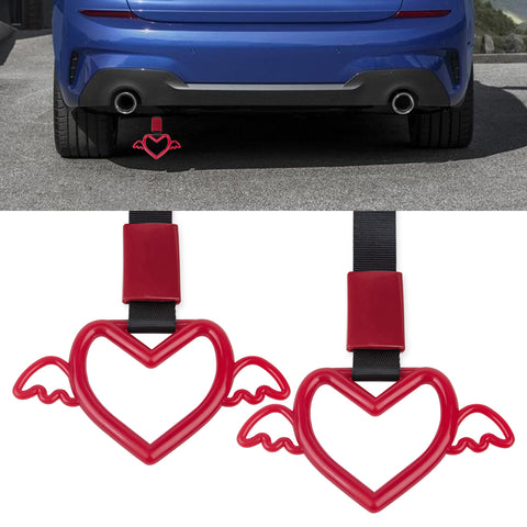 x xotic tech JDM Angel Wing Shaped Tsurikawa Subway Train Bus Handle Straps Drift Charm Rear Bumper Warning Loops Ring for Cars, SUV Interior Exterior Decoration