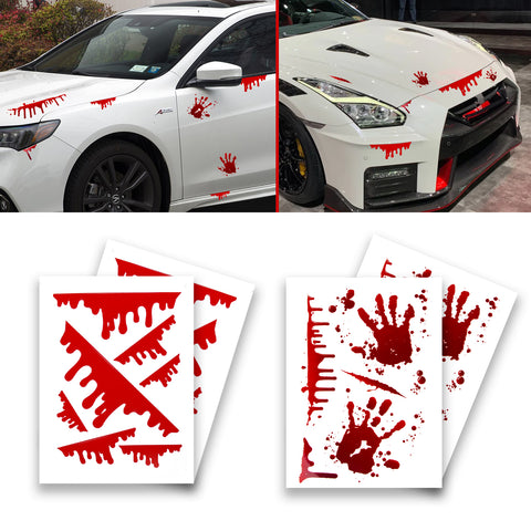 Red Bleeding Blood & Blood Dripping Hand Pre-Cut Horror Stickers Universal Fit