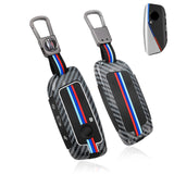 x xotic tech Heavy Zinc Alloy Key Fob Cover Compatible with BMW IX I5 X5 X6 X7 IX I7 5 7 Series 740i 760i 2023-2026, Full Protect Remote Metal Keys Holder Keychain with Carbon Fiber Pattern