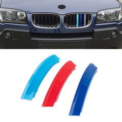 Tri-Colored Front Center Kidney Grille Strips Clip Cover For BMW X3 E83 2003-06
