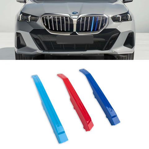 Tri-Colored Front Kidney Grille Strips Clip Cover For BMW 5 Series G60 2024-up