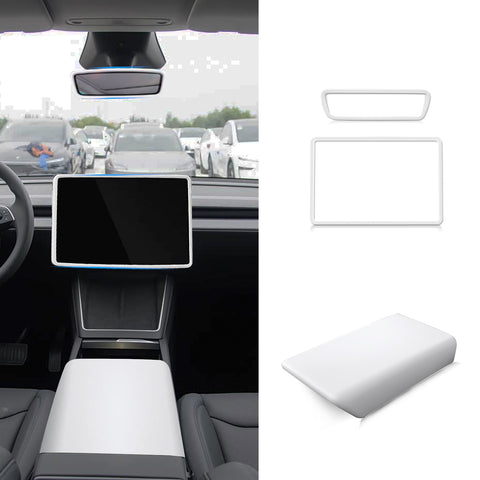 Center Console Screen Edge Frame Armrest Cover Kit For Tesla Model 3 Y 25+