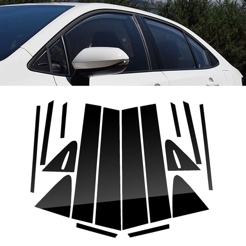 Black Window Pillar Posts Door Trim Piano Cover For Toyota Corolla 2019-2025