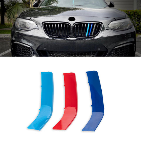 M-Sport Front Kidney Grille Strips Insert Trim For BMW 2 Series 2014-20 8 Beams