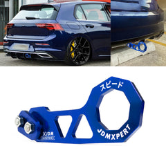 2.2 Inches Sporty Style Blue Aluminum Auto Rear Towing Hook Ring Set Universal Fit