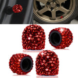 4x Handmade Crystal Rhinestone Universal Car Tire Valve Caps Chrome Accessories