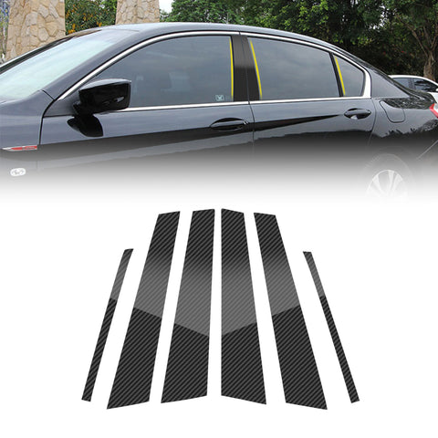 Carbon Fiber Style Door Window Pillar Trim Decals For Honda Accord Sedan 08-2012
