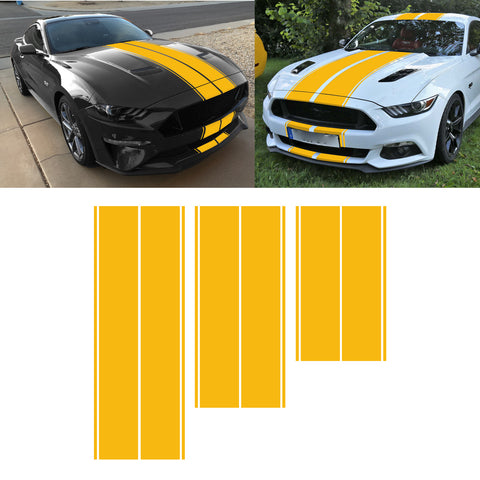 Double-Dual Sport Racing Vinyl Stripe Graphics Hood Roof Trunk Bumper Decal Sticker,Compatible with Ford Mustang 2015-2023