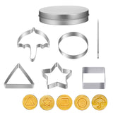 x xotic tech Korean Sugar Candy Making Tools Stainless Steel Cookie Cutters Biscuits Mold Squid Sugar Game Umbrella Triangle Star Round Square Baking Cake Mold Tin Case Needle For Chrismas Party