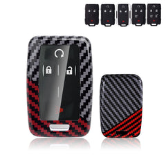 x xotic tech Glossy Black/Red Carbon Fiber Texture Hard Key Fob Cover Case Compatible with Chevrolet Silverado 1500 2500HD 3500HD Colorado Suburban Tahoe or GMC Yukon Canyon Sierra 1500 2500 3500
