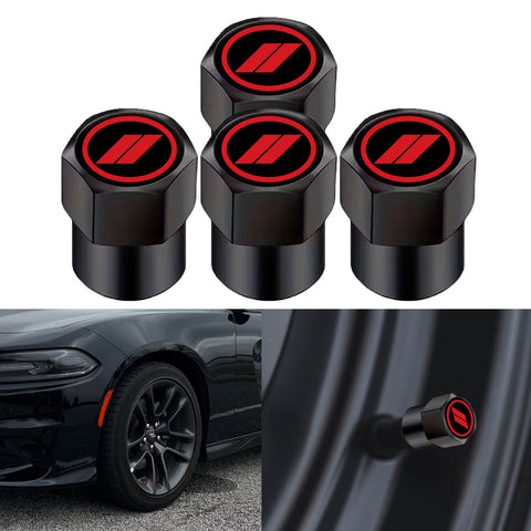 x xotic tech // Slash Tire Valve Stem Cover Caps Compatible with Dodge Challenger Charger Durango Avenger SRT Hornet R/T Dart Journey Magnum Nitro Caliber Aluminum Alloy Wheel Valve Cap Set(4Pcs)