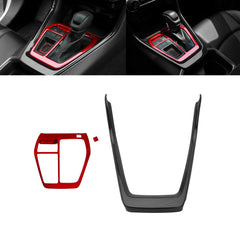 Carbon Fiber Pattern + Red Gear Shift Box Combo Cover For Toyota RAV4 2019-2024