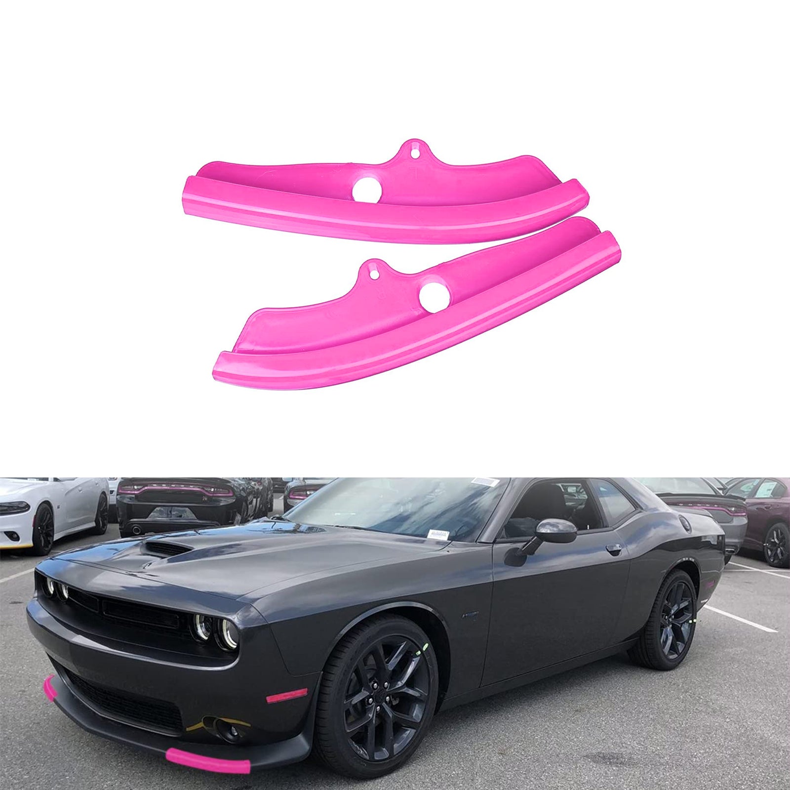 Yellow Front Bumper Lip Splitter – For Dodge Challenger R/T Scat Pack, Pair, ABS Plastic