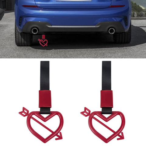 x xotic tech JDM Cupid's Arrow Shaped Tsurikawa Subway Train Bus Handle Straps Drift Charm Rear Bumper Warning Loops Ring for Cars, SUV Interior Exterior Decoration