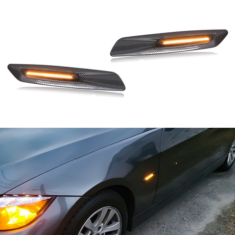 2x LED Sequential Side Marker Lights For BMW E46 E60 E61 E81 E82 E88 E90 E91 E92