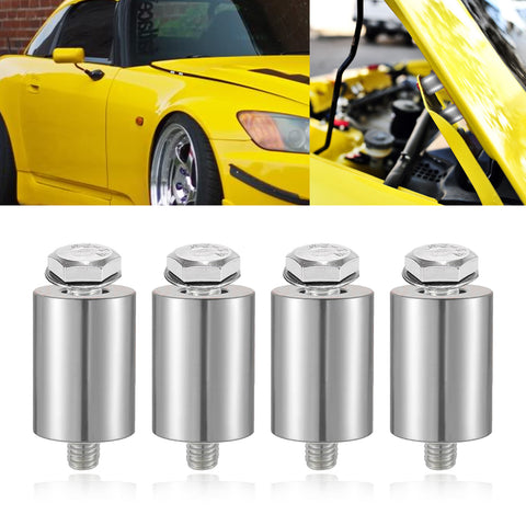 4Sets Steel Bulkhead Riser Kit, Engine Motor Hood Vent Spacer Riser, 1 inch 8mm Aluminum Alloy Engine Hood Ventilation Spacer for Auto Engine Turbo Swap