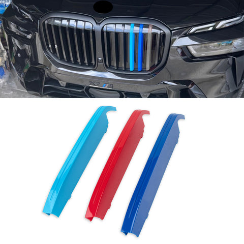Tri-Colored Front Center Kidney Grille Strips Clip Cover For BMW X7 G07 2023+