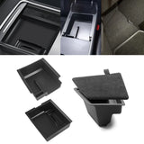 Interior ABS Center Console Armrest Hidden Cubby Drawer Storage Box + Rear Trunk Left Side Grocery Bin Box Organizer Protector Packet w/Lid Combo Kit Compatible with Tesla Model 3 2021-2023