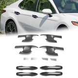 Carbon Fiber Style Door Handle Bowl Cover Decor Kit For Toyota Camry 2018-2026