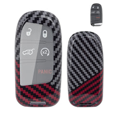 x xotic tech Glossy Black/Red Mix Color Carbon Fiber Texture Hard Plastic Key Fob Cover Case Compatible with Jeep Grand Cherokee Renegade Chrysler 200 300 Dodge RAM Durango Charger Challenger Journey