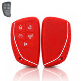 x xotic tech Silicone Smart Key Fob Cover Case Protector Gray w/Red Trim Fits Chevrolet Silverado 1500 2500HD 3500HD, Tahoe, Suburban & GMC Sierra, Yukon 5-Button Keyless Entry Remote Key Holder
